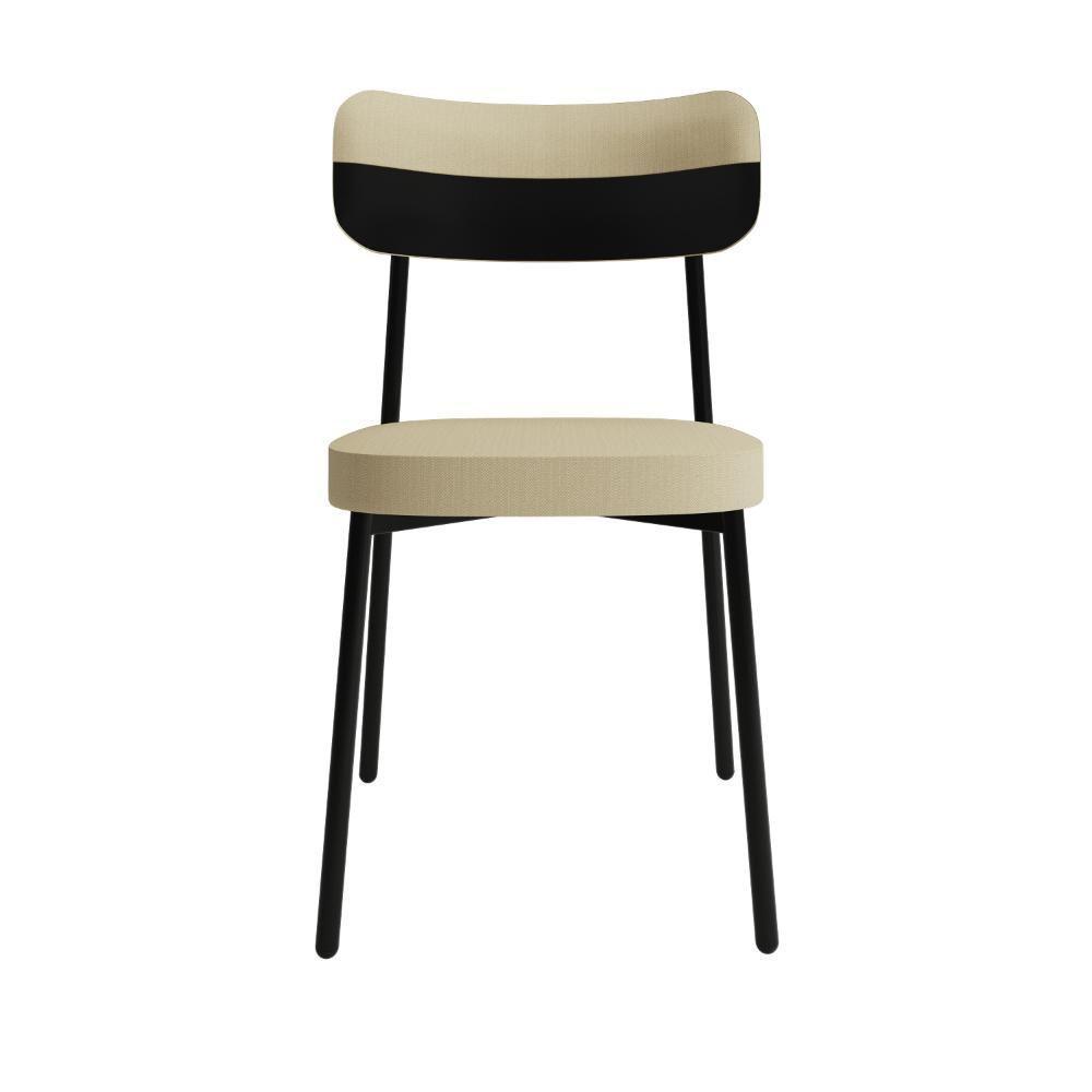 Conjunto 4 Cadeiras De Jantar Alloa Corriente Areia- Courino Preto - Est. Preta - 5