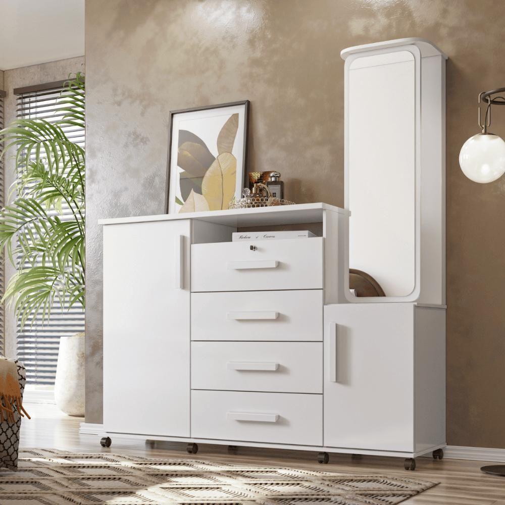 Comoda Multiuso Coreia Branco Brilho - 1