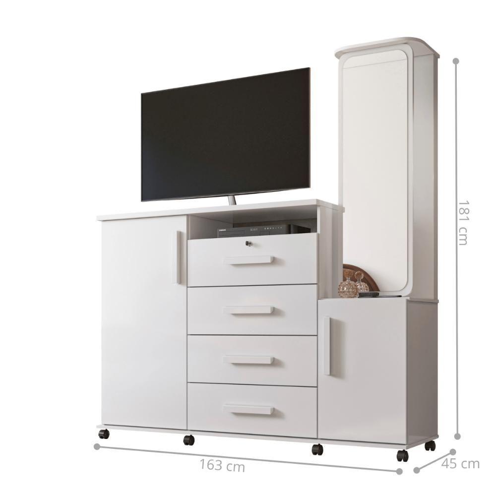 Comoda Multiuso Coreia Branco Brilho - 4