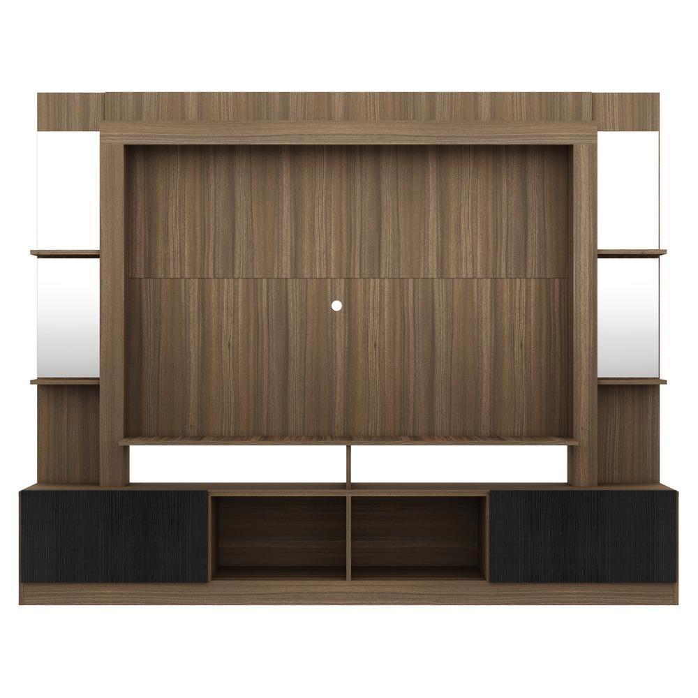 Rack com Painel Tv 65 Prateleiras com Espelho Oslo Madeirado - 1