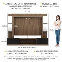 Rack com Painel Tv 65 Prateleiras com Espelho Oslo Madeirado - 2