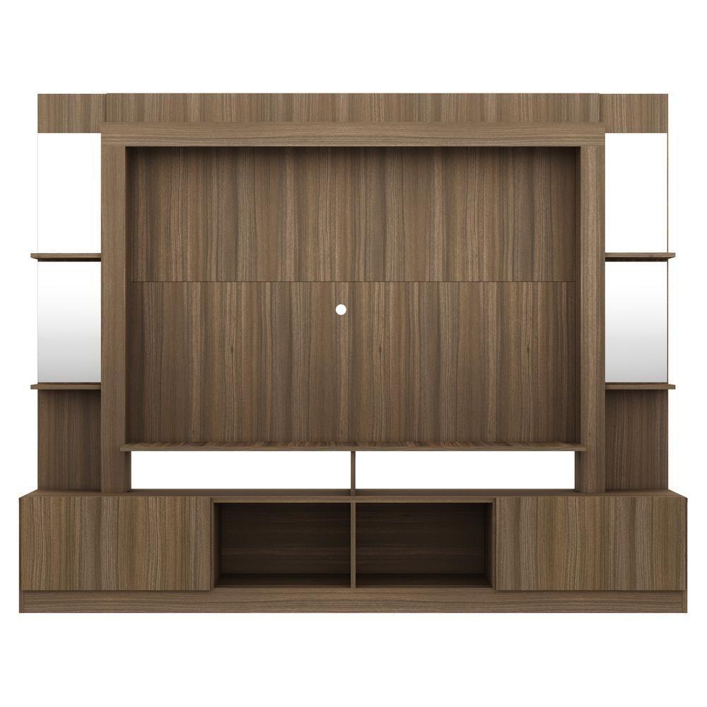 Rack com Painel Tv 65 Prateleiras com Espelho Oslo Madeirado - 1