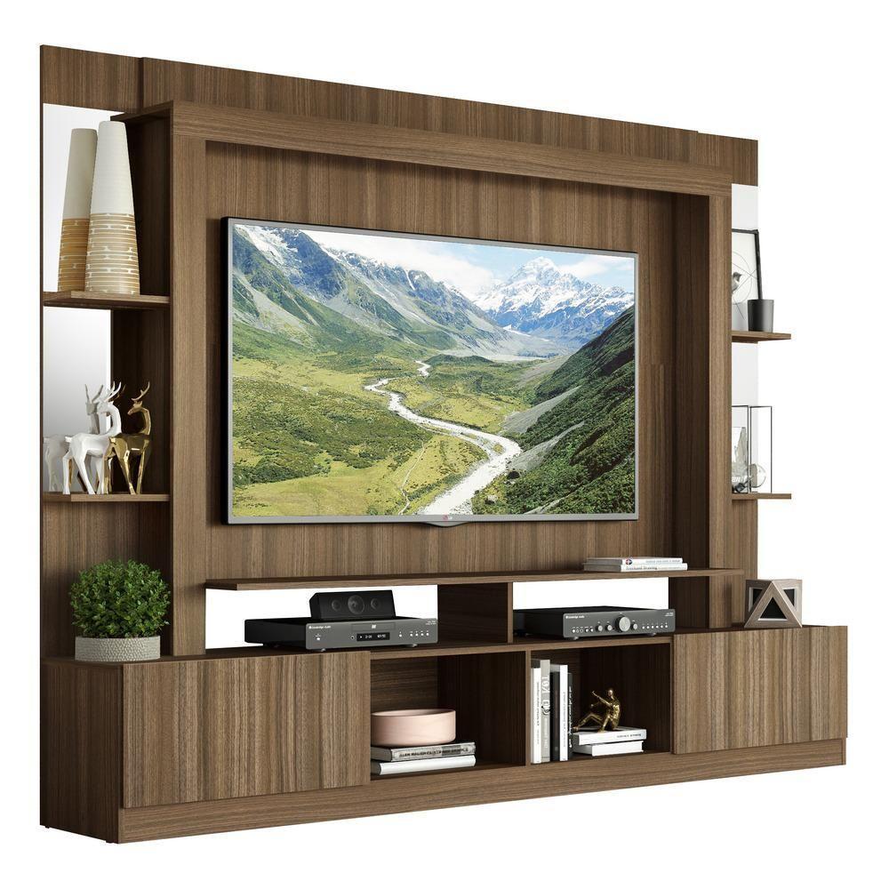 Rack com Painel Tv 65 Prateleiras com Espelho Oslo Madeirado - 7