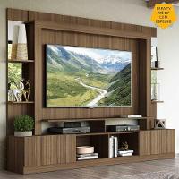 Rack com Painel Tv 65 Prateleiras com Espelho Oslo Madeirado - 5