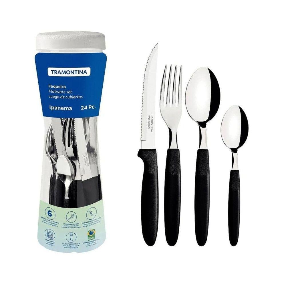 Kit Panelas 8pçs Jaguar Com Faqueiro Tramontina 24pçs Bege/preto - 2