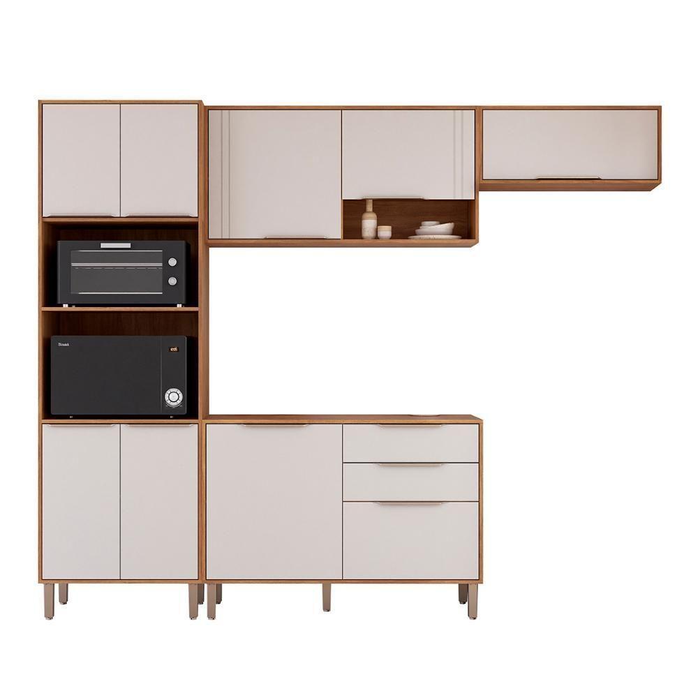 Kit Armário Cozinha Completa áurea 270cm 9 Portas Com Balcão Cinamomo-Branco - 1