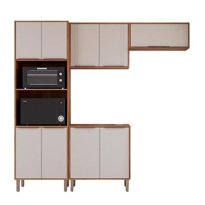 Kit Armário Cozinha Completa áurea 230cm 9 Portas Com Balcão Cinamomo-Off White