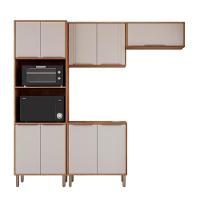 Kit Armário Cozinha Completa áurea 230cm 9 Portas Com Balcão Cinamomo-Off White - 1