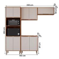 Kit Armário Cozinha Completa áurea 230cm 9 Portas Com Balcão Cinamomo-Off White - 4