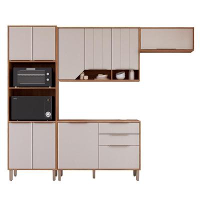 Kit Armário Cozinha Completa Celeste 270cm 10 Porta E Balcão Cinamomo-Off White