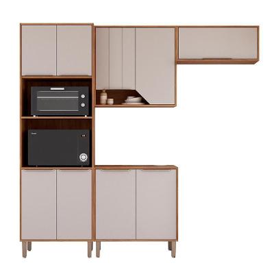Kit Armário Cozinha Completa Celeste 230cm 9 Portas E Balcão Cinamomo-Off White