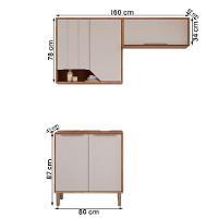 Kit Armário Cozinha Compacta Celeste 160cm 5 Portas E Balcão Cinamomo-Off White - 4