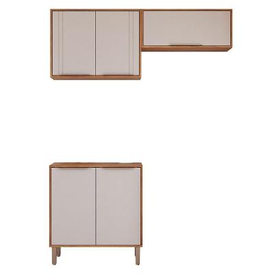 Kit Armário Aéreo Cozinha Compacta áurea 160cm E Balcão Cinamomo-Off White