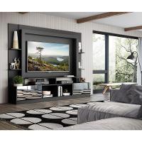 Rack com Painel Tv 65 Portas com Espelho Oslo Preto branco