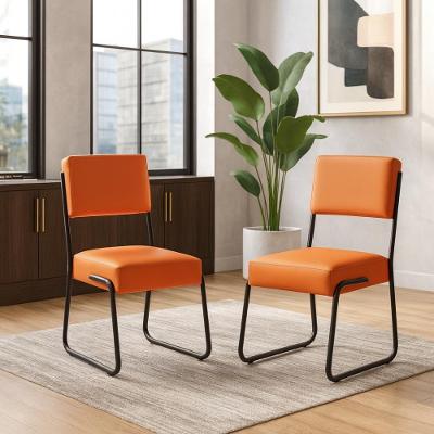 Kit 2 Cadeiras Decorativa Sala De Estar Cozinha Jantar Flórida Couro Sintético Laranja Tubo Preto