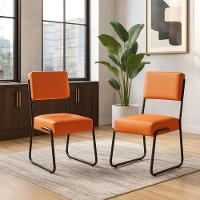 Kit 2 Cadeiras Decorativa Sala De Estar Cozinha Jantar Flórida Couro Sintético Laranja Tubo Preto - 1