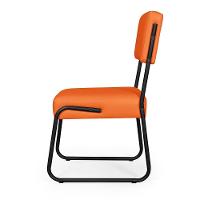 Kit 2 Cadeiras Decorativa Sala De Estar Cozinha Jantar Flórida Couro Sintético Laranja Tubo Preto