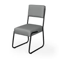 Kit 2 Cadeiras Decorativa Sala De Estar Cozinha Jantar Flórida Couro Sintético Cinza Tubo Preto - 3