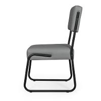 Kit 2 Cadeiras Decorativa Sala De Estar Cozinha Jantar Flórida Couro Sintético Cinza Tubo Preto - 5