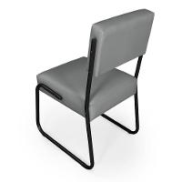 Kit 2 Cadeiras Decorativa Sala De Estar Cozinha Jantar Flórida Couro Sintético Cinza Tubo Preto - 6