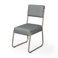 Kit 2 Cadeiras Decorativa Sala De Estar Cozinha Jantar Flórida Couro Sintético Cinza Tubo Champagne - 3