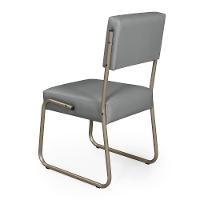 Kit 2 Cadeiras Decorativa Sala De Estar Cozinha Jantar Flórida Couro Sintético Cinza Tubo Champagne