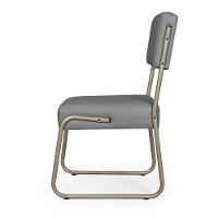 Kit 2 Cadeiras Decorativa Sala De Estar Cozinha Jantar Flórida Couro Sintético Cinza Tubo Champagne - 5