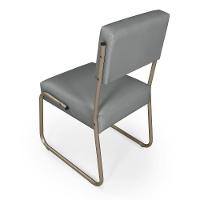 Kit 2 Cadeiras Decorativa Sala De Estar Cozinha Jantar Flórida Couro Sintético Cinza Tubo Champagne - 6