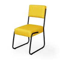 Kit 2 Cadeiras Decorativa Sala De Estar Cozinha Jantar Flórida Couro Sintético Amarelo Tubo Preto - 3