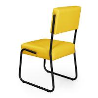 Kit 2 Cadeiras Decorativa Sala De Estar Cozinha Jantar Flórida Couro Sintético Amarelo Tubo Preto