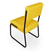 Kit 2 Cadeiras Decorativa Sala De Estar Cozinha Jantar Flórida Couro Sintético Amarelo Tubo Preto - 5