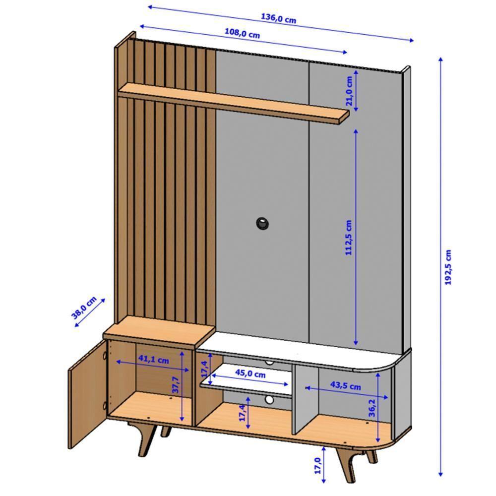 Home Estante Rack Corumbau Para Tv Até 55 Polegadas Fendi-Carvalho - 4