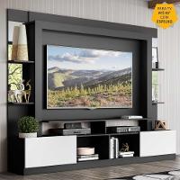 Rack com Painel Tv 65 Prateleiras com Espelho Oslo Preto - 3