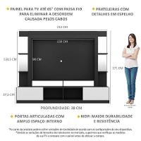 Rack com Painel Tv 65 Prateleiras com Espelho Oslo Preto - 5