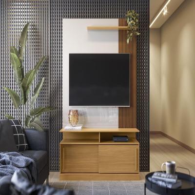 Painel Tv Nicaragua Tauari Ripado 3d-off White Perolizado