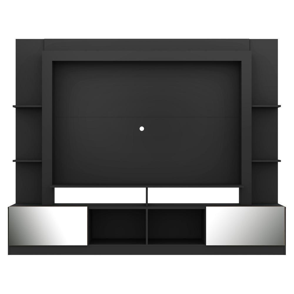 Rack com Painel Tv 65 Portas com Espelho Oslo Preto - 1