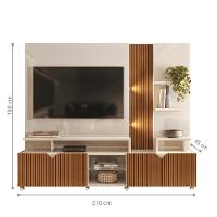 Painel Prateleira Cuba Off White-tauari Ripado 3d - 2