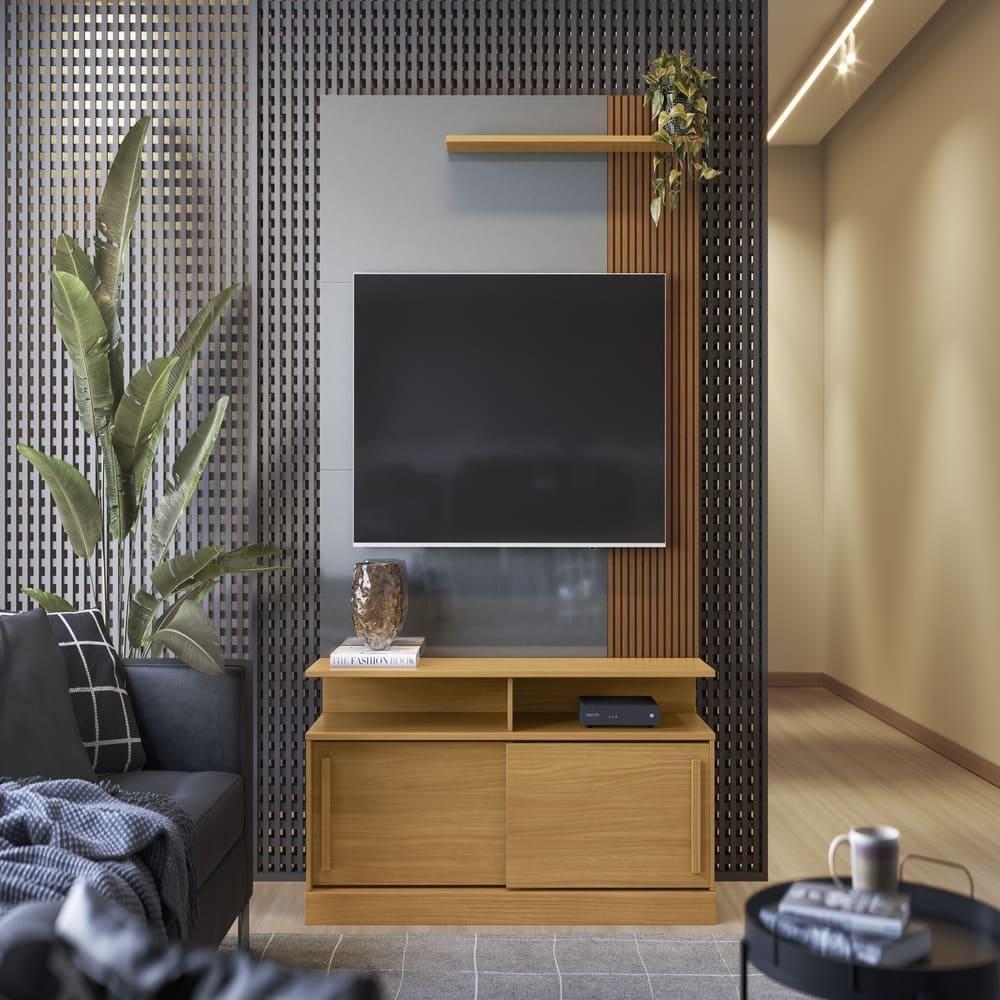 Painel Tv Nicaragua Tauari Ripado-cinza Perolizado - 1