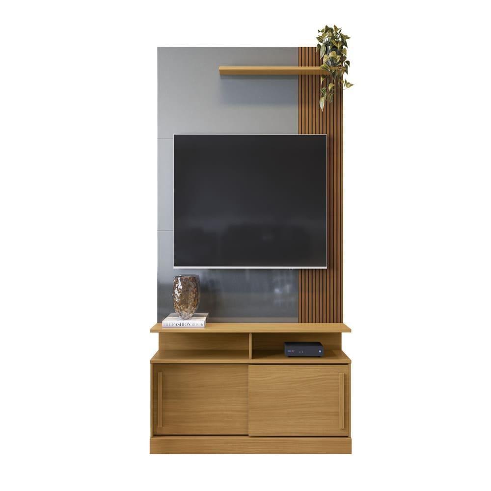 Painel Tv Nicaragua Tauari Ripado-cinza Perolizado - 3