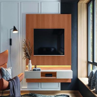 Painel Para Tv Letonia Jequitiba Ripado 3d-off White Perolizado