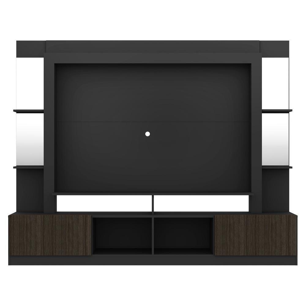Rack com Painel Tv 65 Prateleiras com Espelho Oslo Preto - 1