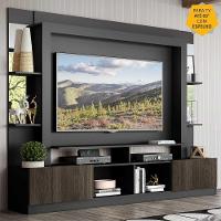 Rack com Painel Tv 65 Prateleiras com Espelho Oslo Preto - 2