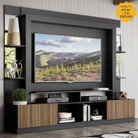 Rack com Painel Tv 65 Prateleiras com Espelho Oslo Preto - 7