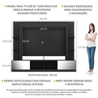 Rack com Painel Tv 65 Portas com Espelho Oslo Preto