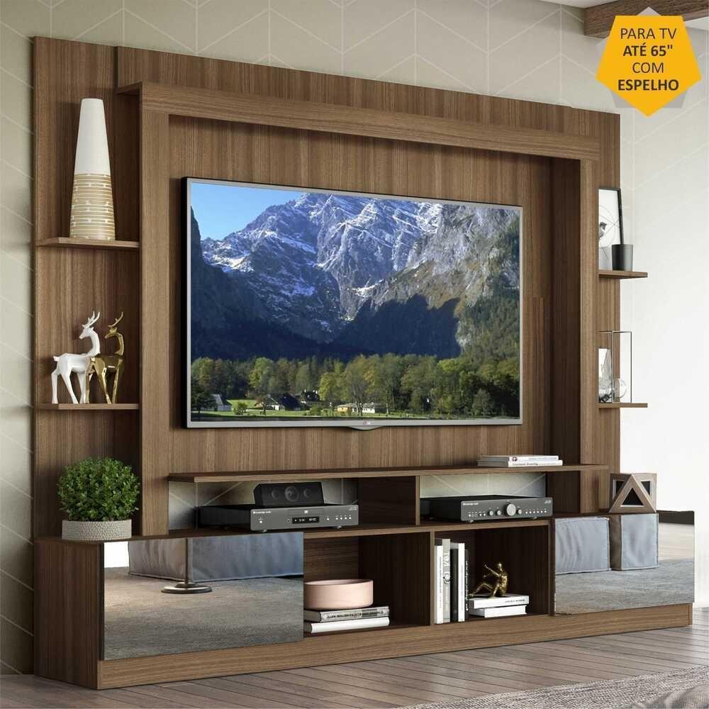 Rack com Painel Tv 65 Portas com Espelho Oslo Madeirado - 5