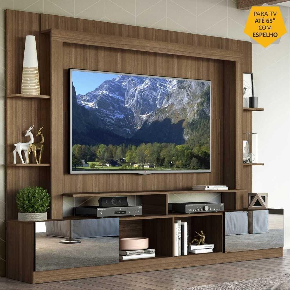 Rack com Painel Tv 65 Portas com Espelho Oslo Madeirado - 8