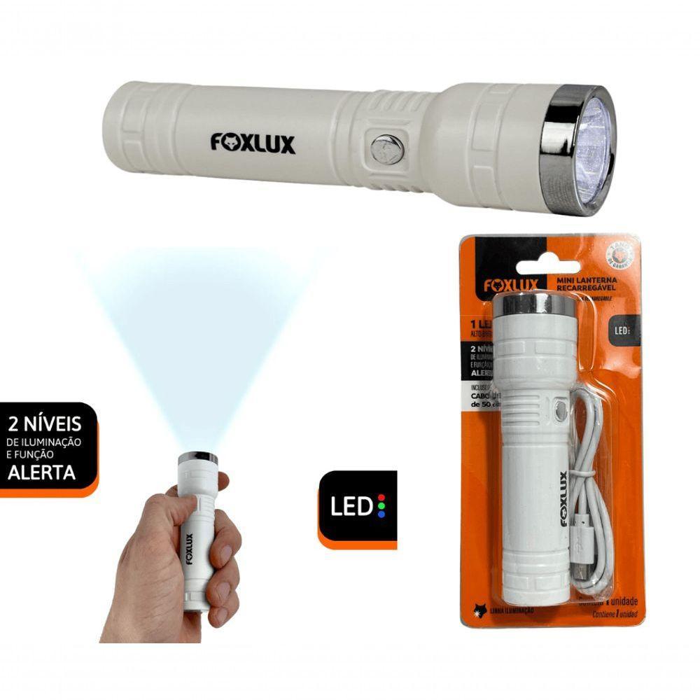 Mini Lanterna Recarregável 1 Led 2 Níveis C/ Cabo Usb Foxlux - 9