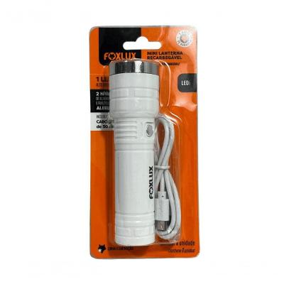 Mini Lanterna Recarregável 1 Led 2 Níveis C/ Cabo Usb Foxlux