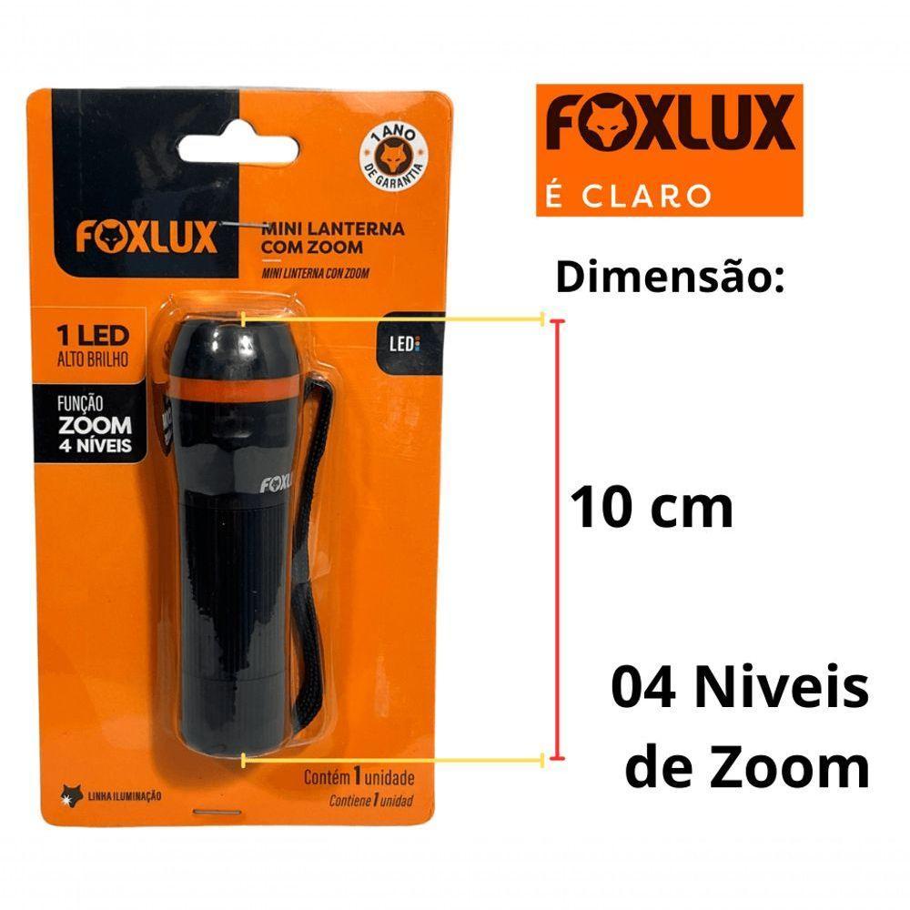 Lanterna 1 Led Foxlux Preta Mini Comzoon 4 Niveis Luz Branca - 4