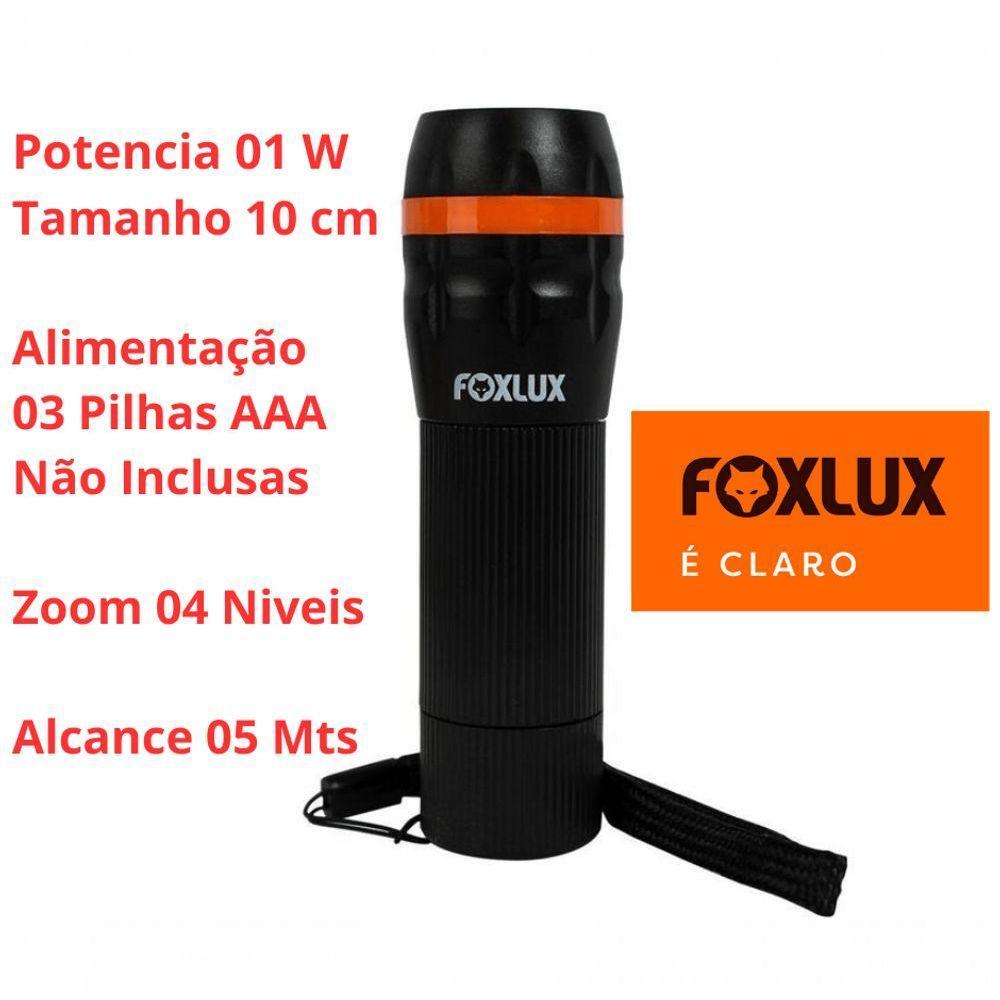 Lanterna 1 Led Foxlux Preta Mini Comzoon 4 Niveis Luz Branca - 6